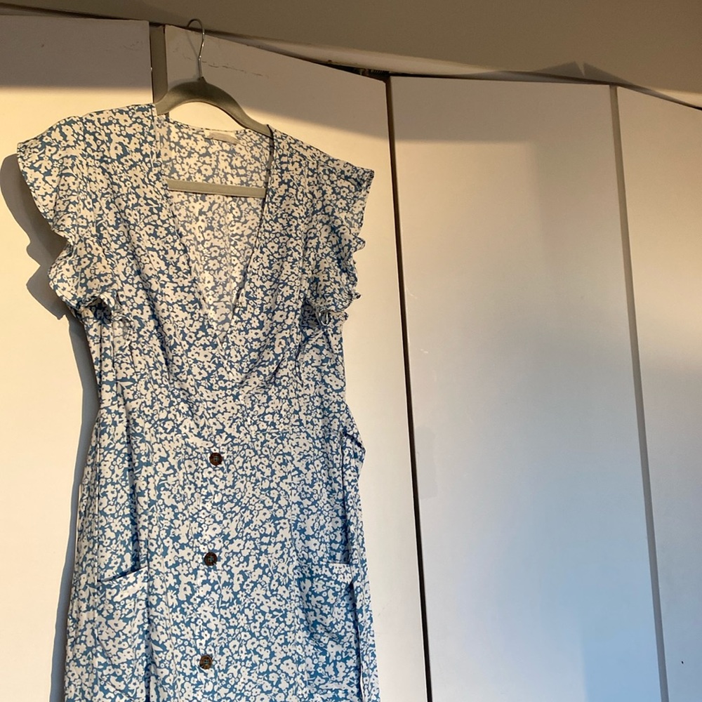 Blue and white dress